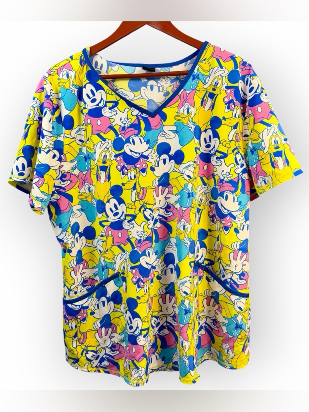 Disney Mickey Mouse & Friends - The Sensational Six Women's Scrub Top - Size XL‎
